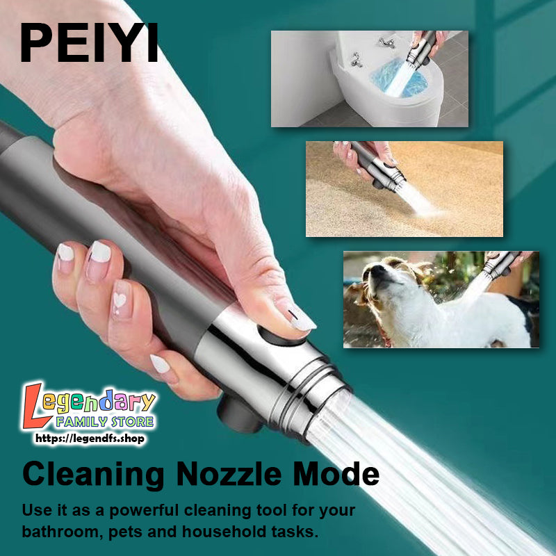 PEIYI High-Pressure Comfort Massage Shower Head with Cotton Filter, Three-Mode Shower Spray and Household Cleaning Nozzle